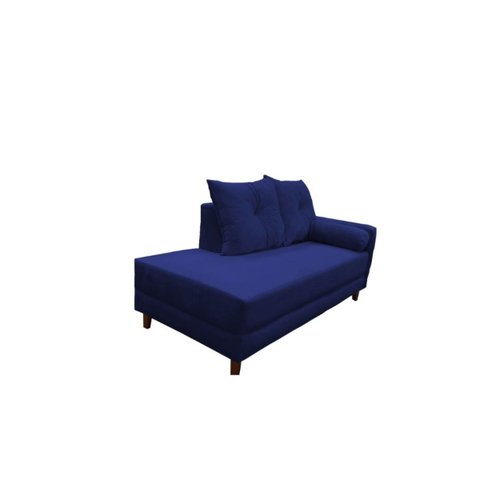 Divã Recamier Berlim 1,80Cm Lado Direito Veludo Azul Marinho