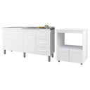 Ver imagem 2 de Kit Balcão Carina para Pia 140cm e Balcão Multiuso Angela para Microondas - Branco