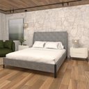 Ver imagem 1 de Cama com Cabeceira Queen sob Medida e 2 Mesas 100% Mdf Cor:linho Lincoln Níquel com Luna