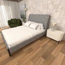Ver imagem 5 de Cama com Cabeceira Queen sob Medida e 2 Mesas 100% Mdf Cor:linho Lincoln Níquel com Luna
