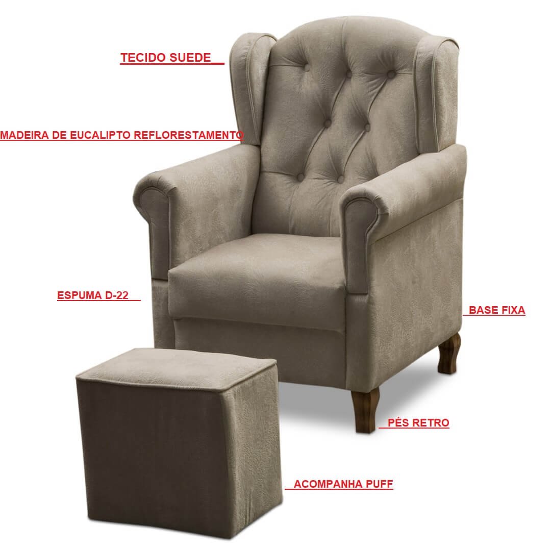 Poltrona Amamentação Livia Provençal Menino - Suede Bege - 4