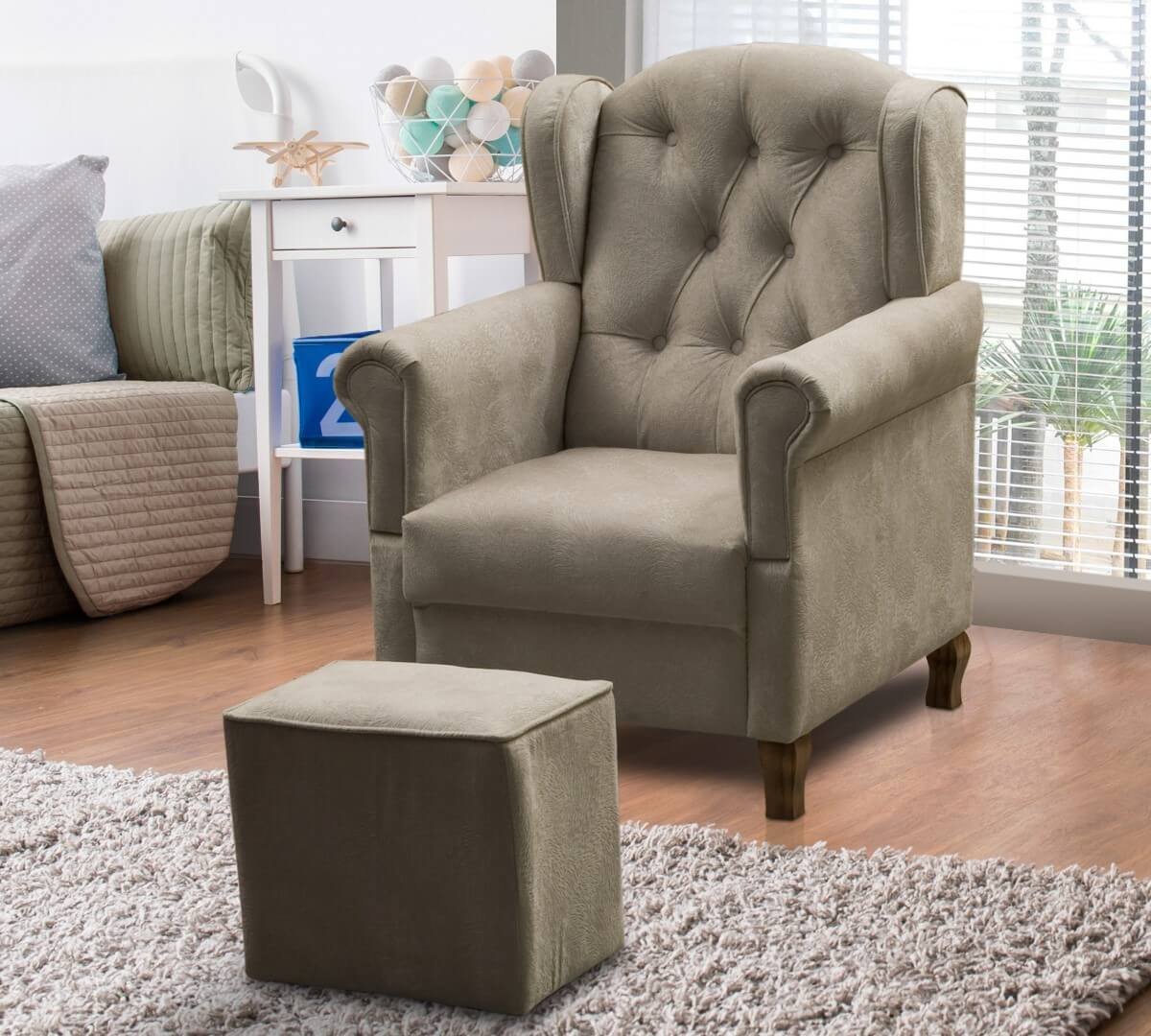 Poltrona Amamentação Livia Provençal Menino - Suede Bege - 3