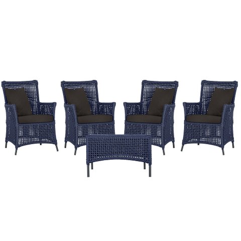 4 Poltronas e 1 Mesa Igapó em Alumínio Pintura Preta Corda Náutica Estofado 9