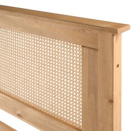 Cabeceira de Cama Madeira e Rattan - 3