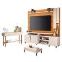 Ver imagem 1 de Estante Home Theater Virtus Cinamomo Off White com Mesa de Centro Liz e Aparador Fiero Off White -