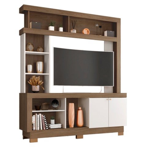 Estante Bilbau Carvalho Oak Off White para Tv até 50 Polegadas 160cm Altura 188cm