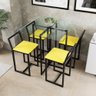 Conjunto Mesa Vidro 4 Cadeiras Pequena Estofado Industrial Black - 1