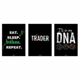 Kit 3 Quadro Decorativo Trader Mercado Financeiro Ações 28x20cm - 3