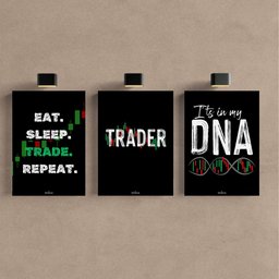 Kit 3 Quadro Decorativo Trader Mercado Financeiro Ações 28x20cm - 1