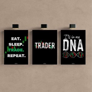 Kit 3 Quadro Decorativo Trader Mercado Financeiro Ações 28x20cm