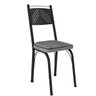 Conjunto De Mesa Tubular Com 4 Cadeiras 151 Malva Tampo De Vidro 107cm SF Preto Fosco Assento Cinza  - 2