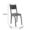Conjunto De Mesa Tubular Com 4 Cadeiras 151 Malva Tampo De Vidro 107cm SF Preto Fosco Assento Cinza  - 4