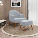 Ver imagem 1 de Poltrona Ágata com Puff Madeira Eucalipto Movellu Home