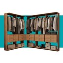 Ver imagem 5 de Guarda-Roupas Closet Modulado Alasca 300cm 5 Peças com 10 Gavetas e Cabideiros Freijó Carraro