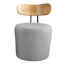 Puff Poltrona Vênus Redondo com Encosto de Madeira Veludo Cinza - Harmônica - 1