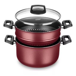 Panela a Vapor Cozivapor 3 em 1 Antiaderente 3,2 Litros Cereja Mta - 1