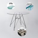 Ver imagem 3 de Mesa De Jantar Redonda Eames Tampo Vidro 90Cm Com Ferro Preto Up Home Cor: Preto