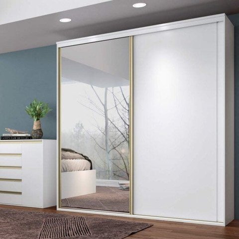 Guarda-Roupa Casal 2 Portas de Correr com Espelho 100% MDF Magnific Yescasa