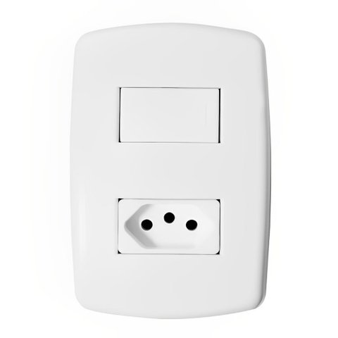 Interruptor Simples + 1 Tomada Unidade 2p+t 10a com Placa - Dc-8100/15 - Dicompel Montreal