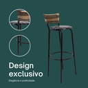 Ver imagem 4 de Kit 3 Banquetas 80cm para Balcão Ilha Bancada Área Gourmet Encosto em Junco Banco Itagold