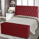 Ver imagem 2 de Kit de Quarto Cabeceira de Cama Box e Calçadeira Baú Estrela King 195 Cm Suede Botão Strass