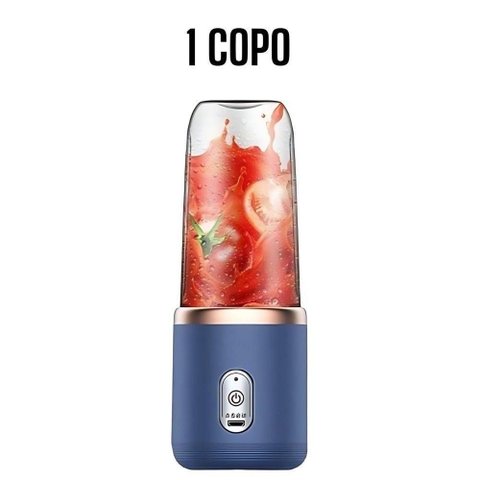 Espremedor Portátil Oem Popyo 400 ml com 6 Lâminas Aço Inox e Copo Plástico Azul 110V