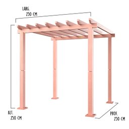 Pergolado para Área Externa 250 x 250 Cm Madeira Maciça Eucalipto Natural - Made - 3