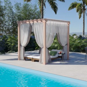 Pergolado para Área Externa 250 x 250 Cm Madeira Maciça Eucalipto Natural - Made