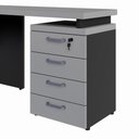 Ver imagem 6 de Mesa em L Escritório 1,50m Gaveteiro 4 Gavetas Pé Painel F5 Cor:cinza Sagrado com Preto