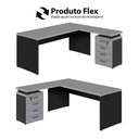 Ver imagem 7 de Mesa em L Escritório 1,50m Gaveteiro 4 Gavetas Pé Painel F5 Cor:cinza Sagrado com Preto