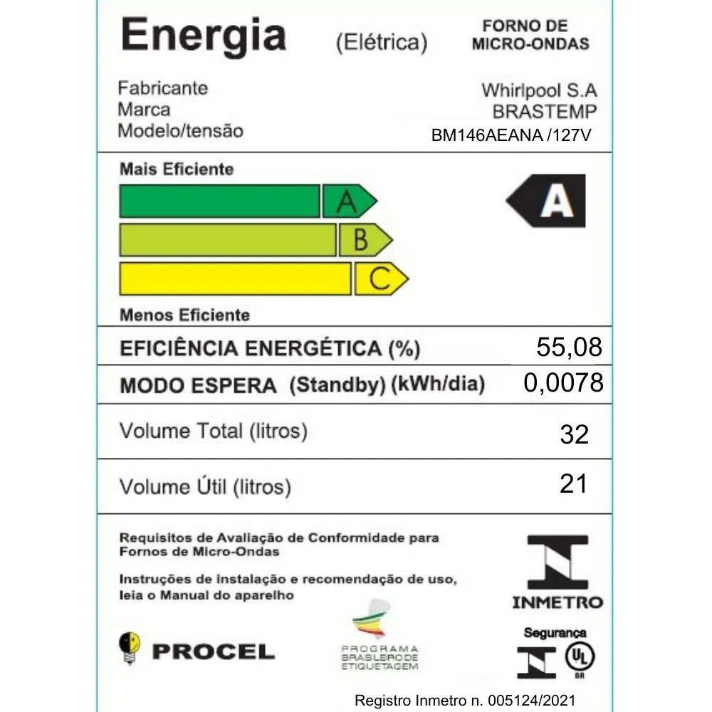 Micro-ondas de Embutir Brastemp 32 Litros Preto 18 Receitas Pré-Programadas 110V BM146AEANA - 5