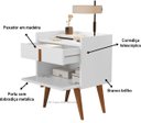 Ver imagem 4 de Mesa de Cabeceira Denise 1 Gaveta 1 Porta Pés Palito Branco - Comprar Moveis em Casa