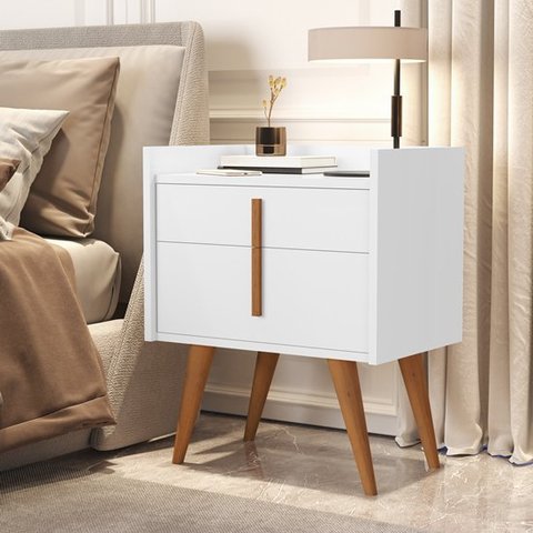 Mesa de Cabeceira Denise 1 Gaveta 1 Porta Pés Palito Branco - Comprar Moveis em Casa