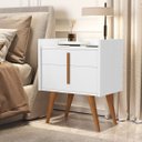 Ver imagem 1 de Mesa de Cabeceira Denise 1 Gaveta 1 Porta Pés Palito Branco - Comprar Moveis em Casa