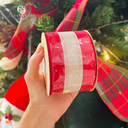Ver imagem 2 de Fita de Natal Vermelho com Bege 6,3cmx9,14m