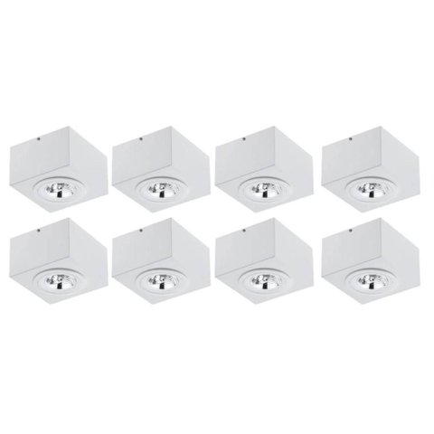 Jogo 8 Spots 13cm de Sobrepor para Iluminação Branco Teto Ar
