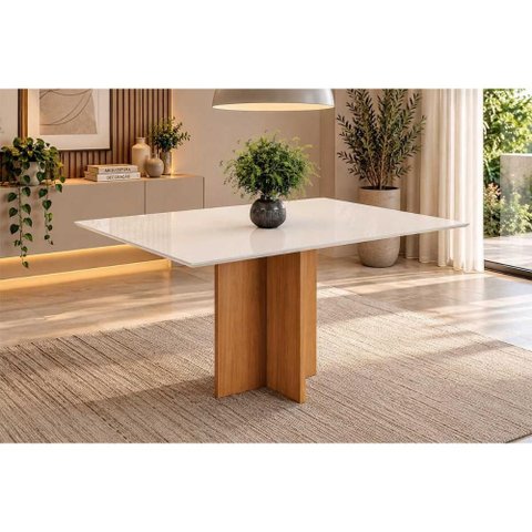 Mesa Cozinha Lana Canto Reto 120cm Cinamomo/Off White Henn