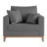 Poltrona Beny Decorativa com 2 Almofadas Suede Cinza Base em Madeira Maciça - 2