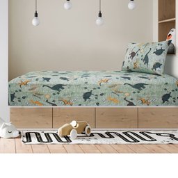 Jogo de Cama Solteiro 2 peças Kids Dino Selva Verde - 2