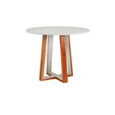 Ver imagem 2 de Mesa Sala de Jantar 4 Lugares Redonda Madeira Maciça Áustria Espresso Móveis Marrom/Champagnhe/Off White