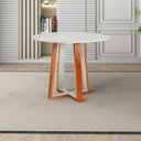 Ver imagem 1 de Mesa Sala de Jantar 4 Lugares Redonda Madeira Maciça Áustria Espresso Móveis Marrom/Champagnhe/Off White