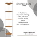 Ver imagem 4 de Estante de Canto 5 Prateleiras 202 Cm Li022 Canela Branco Kpb