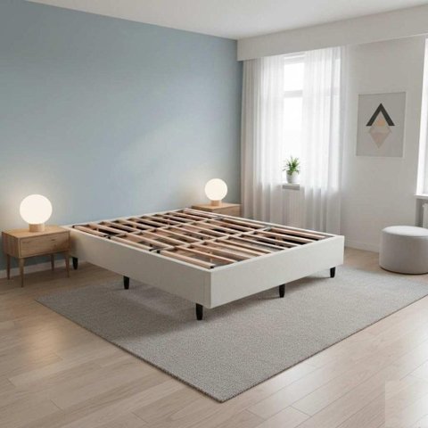 Base para Cama Box Queen Base Cama Box Estrutura em Madeira Desmontável Branco 156cm