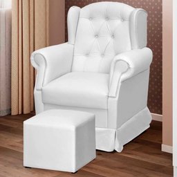 Poltrona Amamentação Balanço com Puff Lara Corino Branco - 1