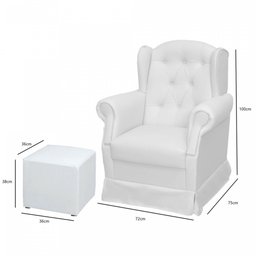Poltrona Amamentação Balanço com Puff Lara Corino Branco - 4
