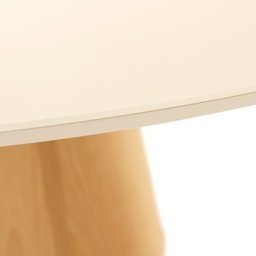 Mesa de Jantar Cone Redonda 80 Cm - Lâmina de Madeira Cinamomo e Laca Off White com Vidro - 3