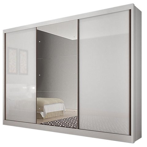 Guarda Roupa Casal Duna 3 Portas 6 Gavetas Neve com Espelho – Novo Horizonte