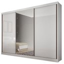 Ver imagem 1 de Guarda Roupa Casal Duna 3 Portas 6 Gavetas Neve com Espelho – Novo Horizonte