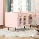 Ver imagem 7 de Conjunto Quarto Infantil Retro Berço e Comoda Rosa Bogota com Colchao