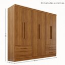 Ver imagem 4 de Guarda Roupa Casal Modulado de Canto 11 Portas de Bater 4 Gavetas MDP Cinamomo Multimóveis 287cm